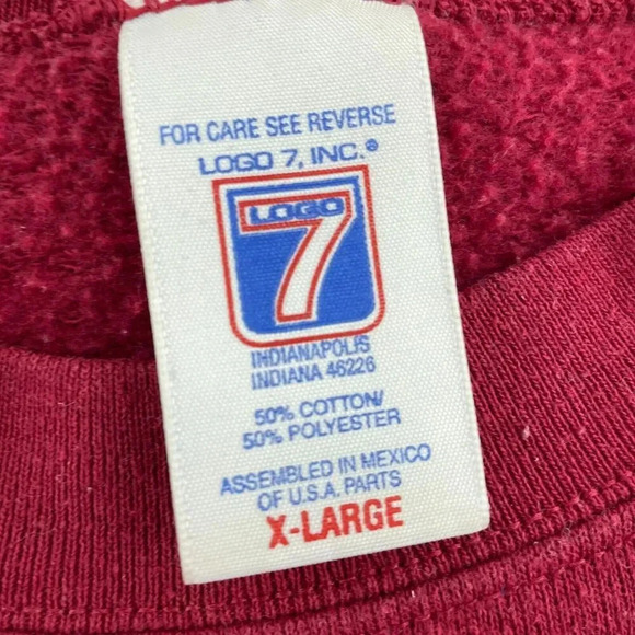 Vintage Logo 7 Red Crewneck Sweatshirt X-Large 3185 - Picture 3 of 8